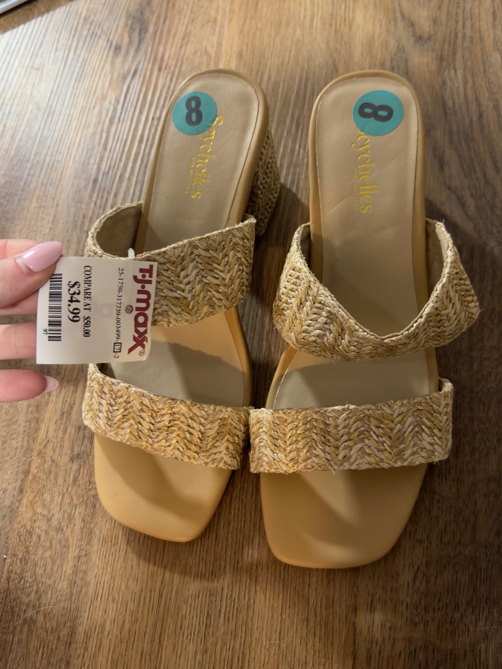 Seychelles Neutral Raffia Two-Strap Block Heel Sandals - Picture 2 of 4
